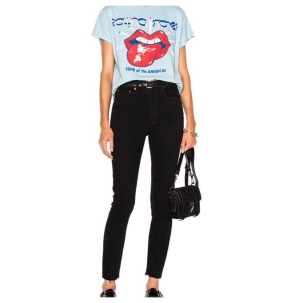 RE/DONE Originals Black High Rise Ankle Crop Jeans